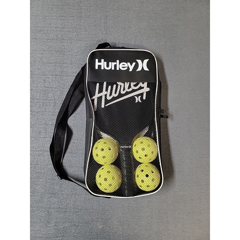 Hurley Pickleball Set with Carrying Case NWT 2 Paddles & 4 Balls Comfort Grip